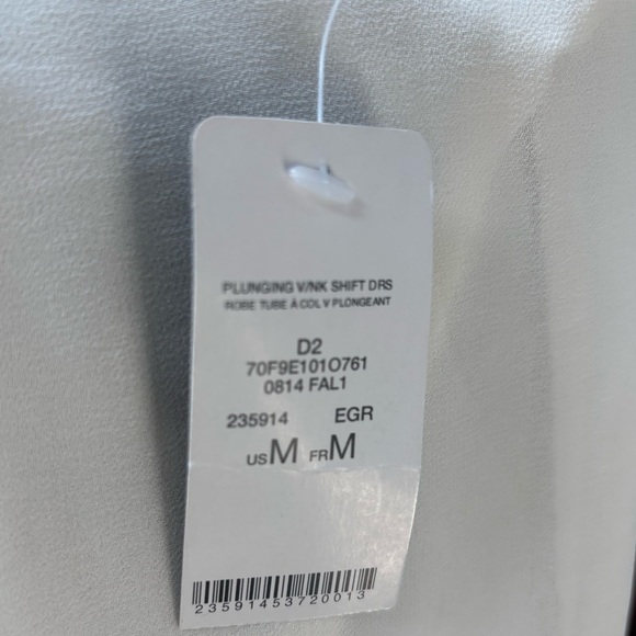 BeBe PLUNGING OFF WHITE V-NECK MINI SHIFT DRESS SHEER SLEEVES FORMAL NWT SZ M - Picture 8 of 14